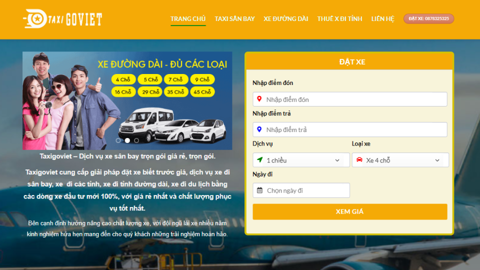 Dịch vụ Thiết kế website Taxi tại Phan Rang