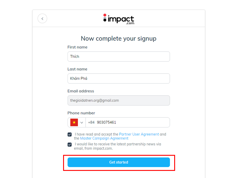 Hướng dẫn đăng ký tài khoản Sàn Impact