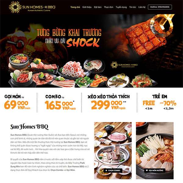 Thiết kế website nhà hàng giá rẻ tại Bình Dương