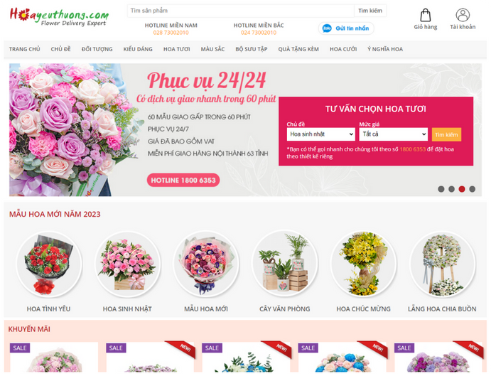 Dịch vụ thiết kế website bán hoa tươi online tại Vũng Tàu