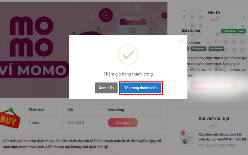 Tích hợp thanh toán momo vào website
