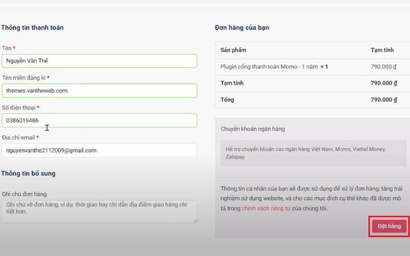 Tích hợp thanh toán momo vào website