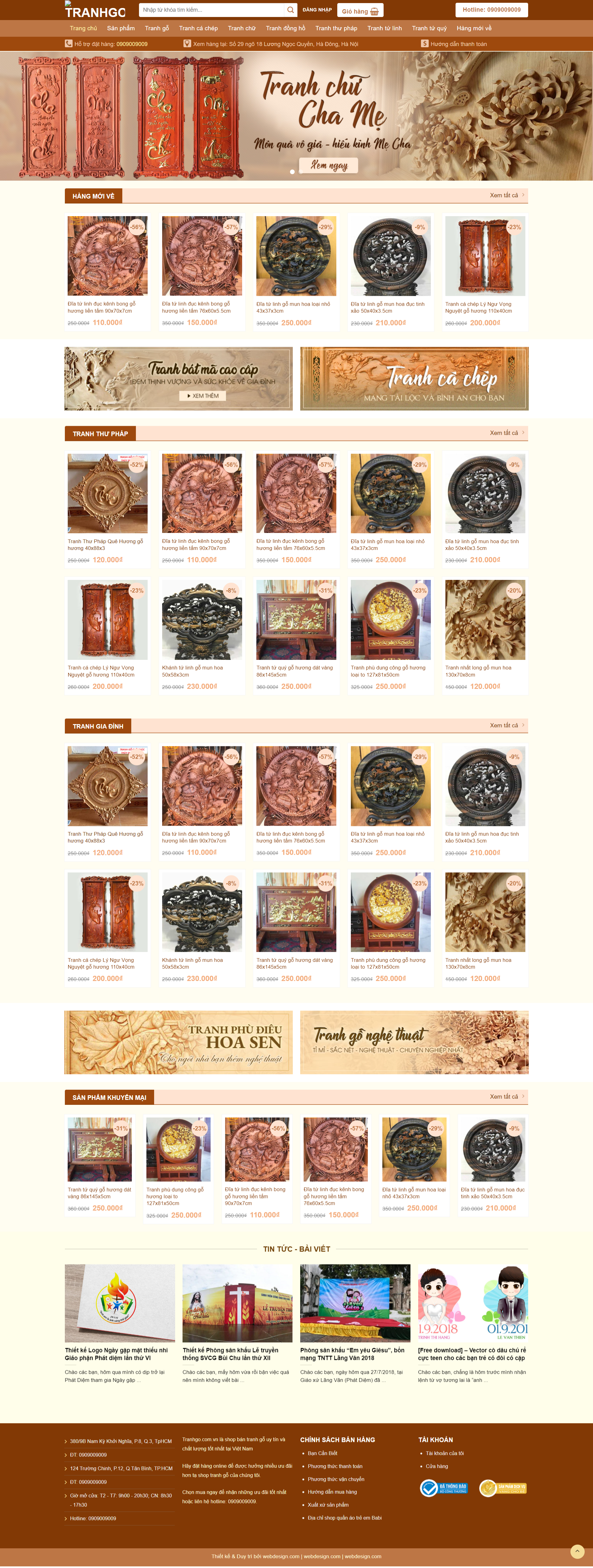 Mẫu website bán tranh gỗ WordPress Flatsome giá rẻ
