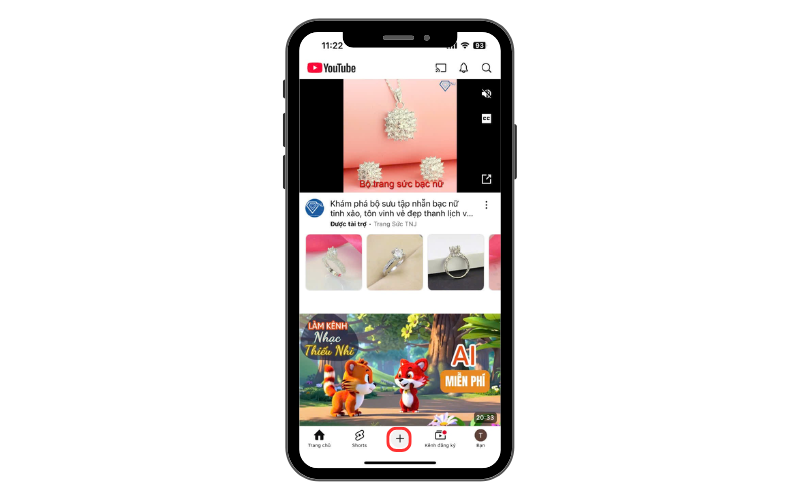Nhập vào dấu "+" để Đăng Video Lên Kênh