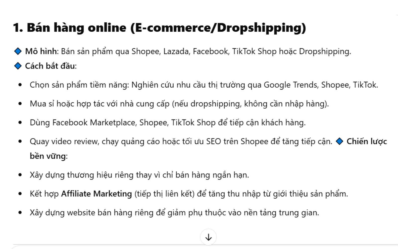 Ứng dụng Chatgpt để Lên ý tưởng kinh doanh