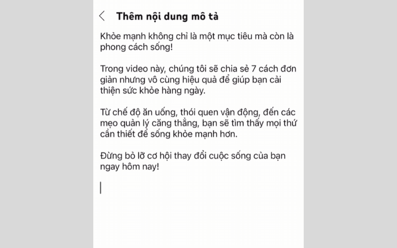 Mô tả video nên có từ khóa xuất hiện tự nhiên