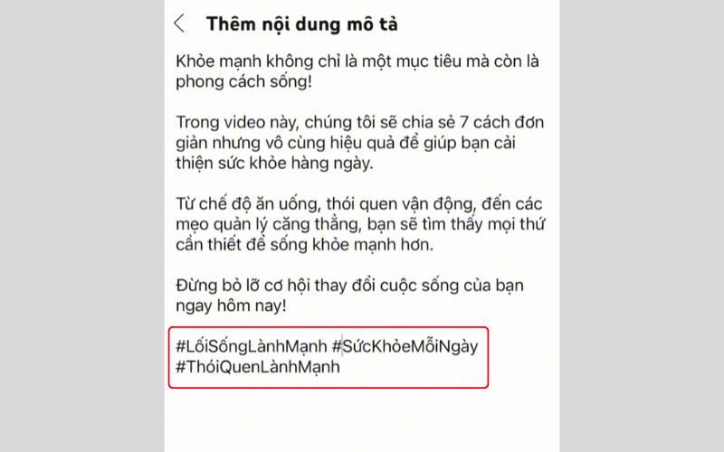 Thêm thẻ hashtag
