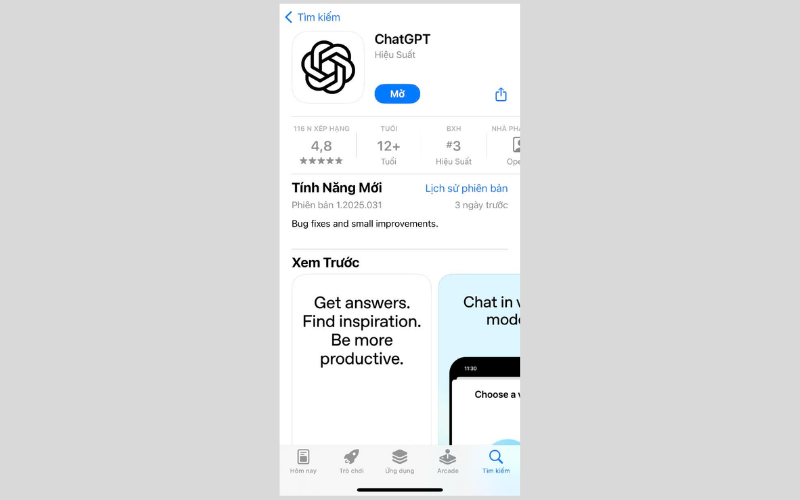 Cài đặt ứng dụng ChatGPT