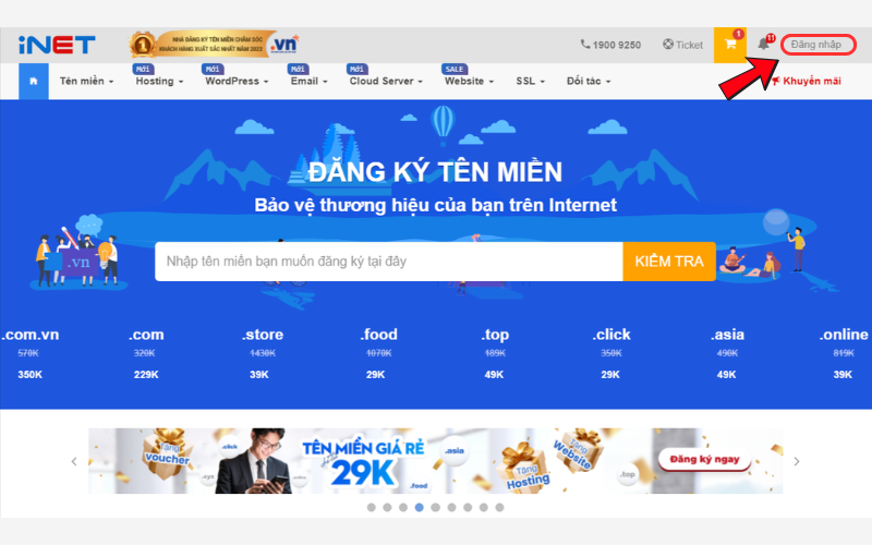 Bấm "Đăng nhập"