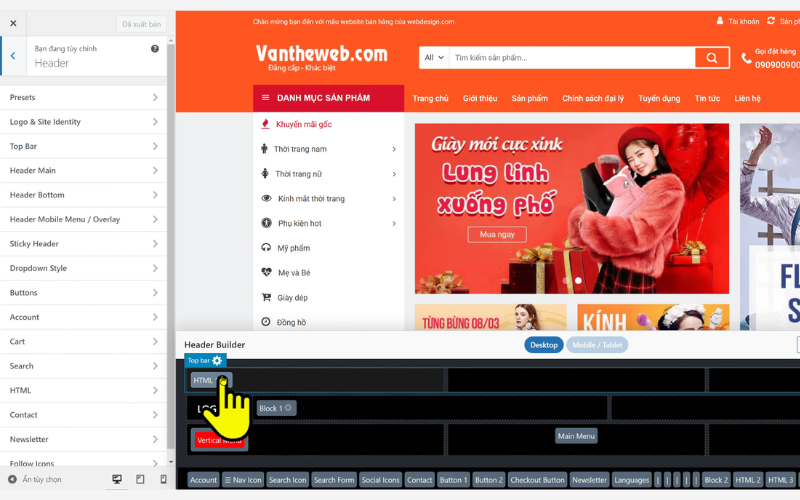 Tùy chỉnh header