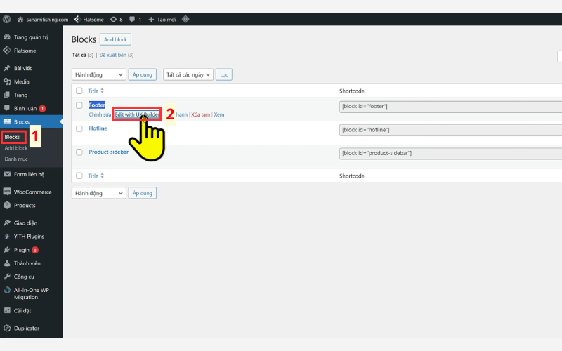 Blocks -> Edit with UX Builder