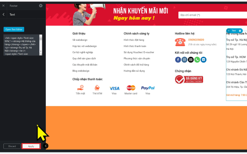 Tùy chỉnh footer