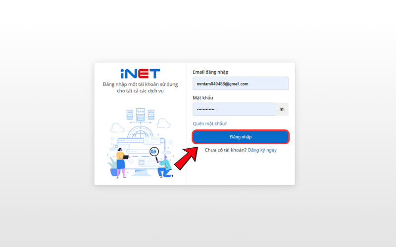 Nhập email và password để đăng nhập.