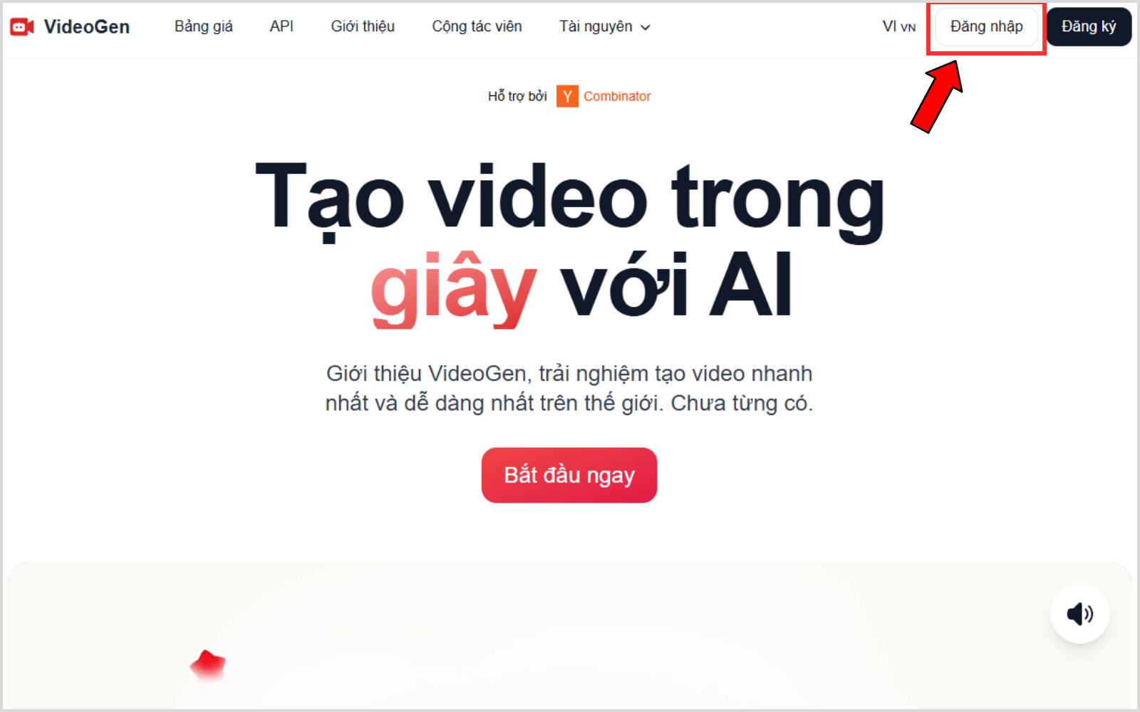 Đăng nhập AI Videogen bằng google
