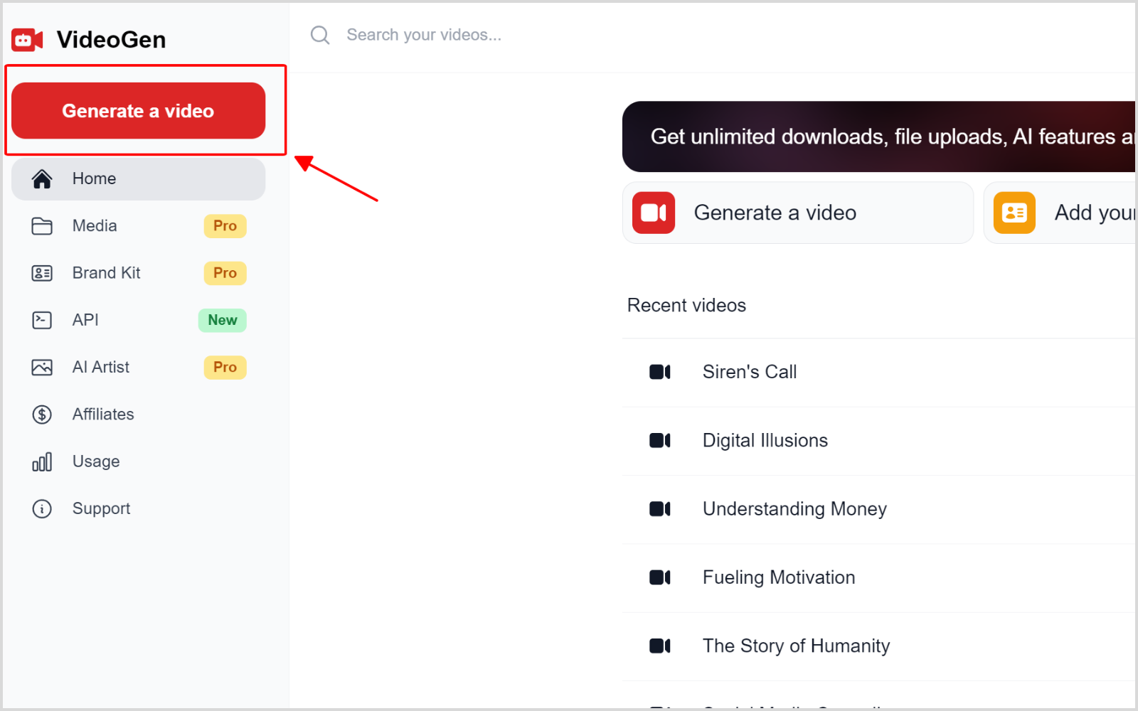 Bấm vào (Generate a video) để tạo video 