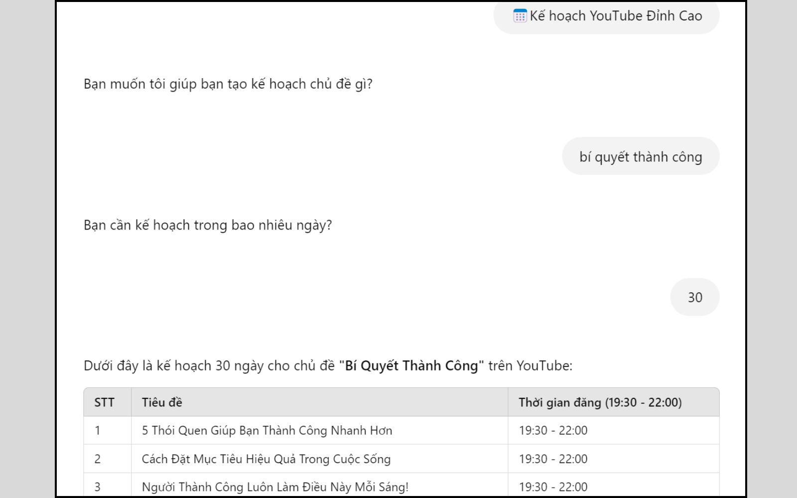 Dùng Chatgpt hoặc trợ lý để lập kế hoạch nội dung