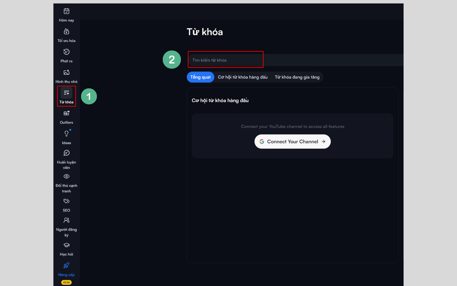 Kiểm tra từ khóa bằng VidiQ