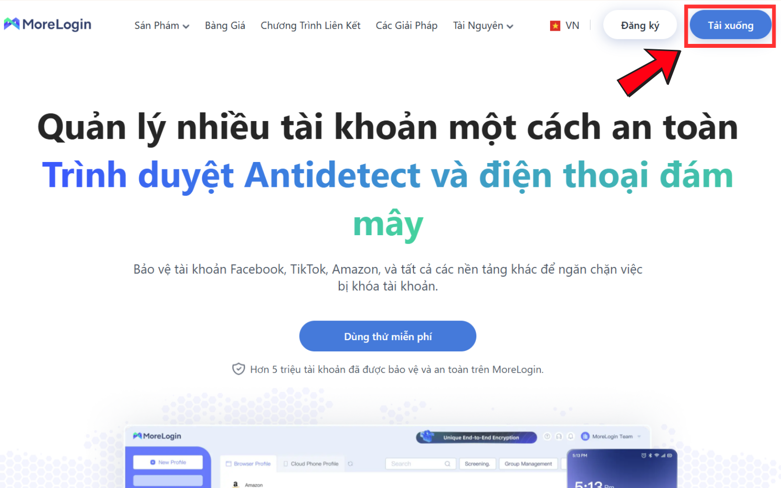 Tải phần mềm MoreLogin