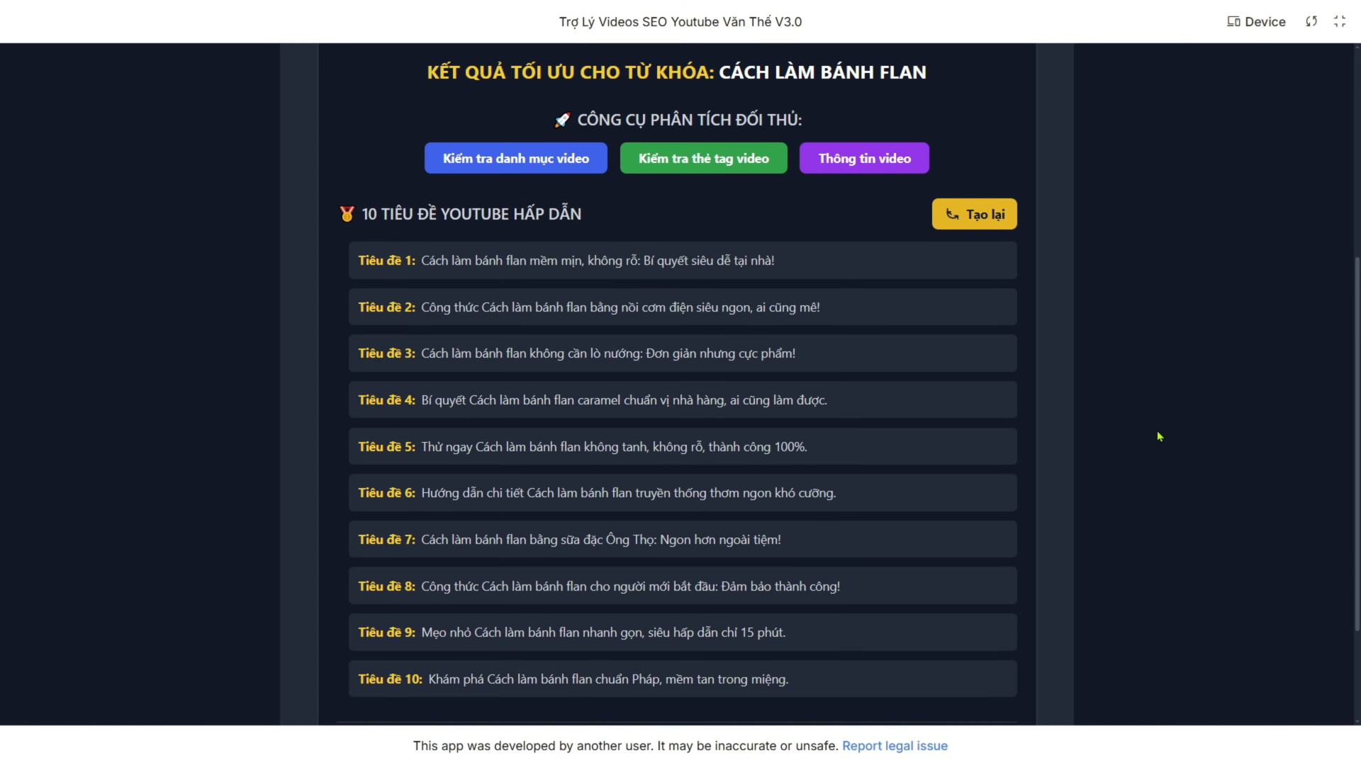 AI tạo 10 tiêu đề SEO YouTube