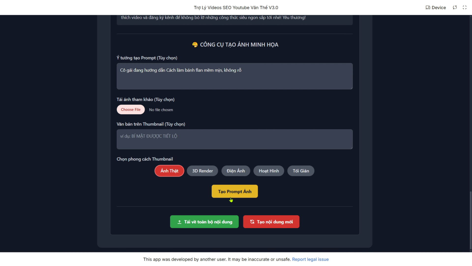 Tạo thumbnail ngay trong Công cụ SEO Video