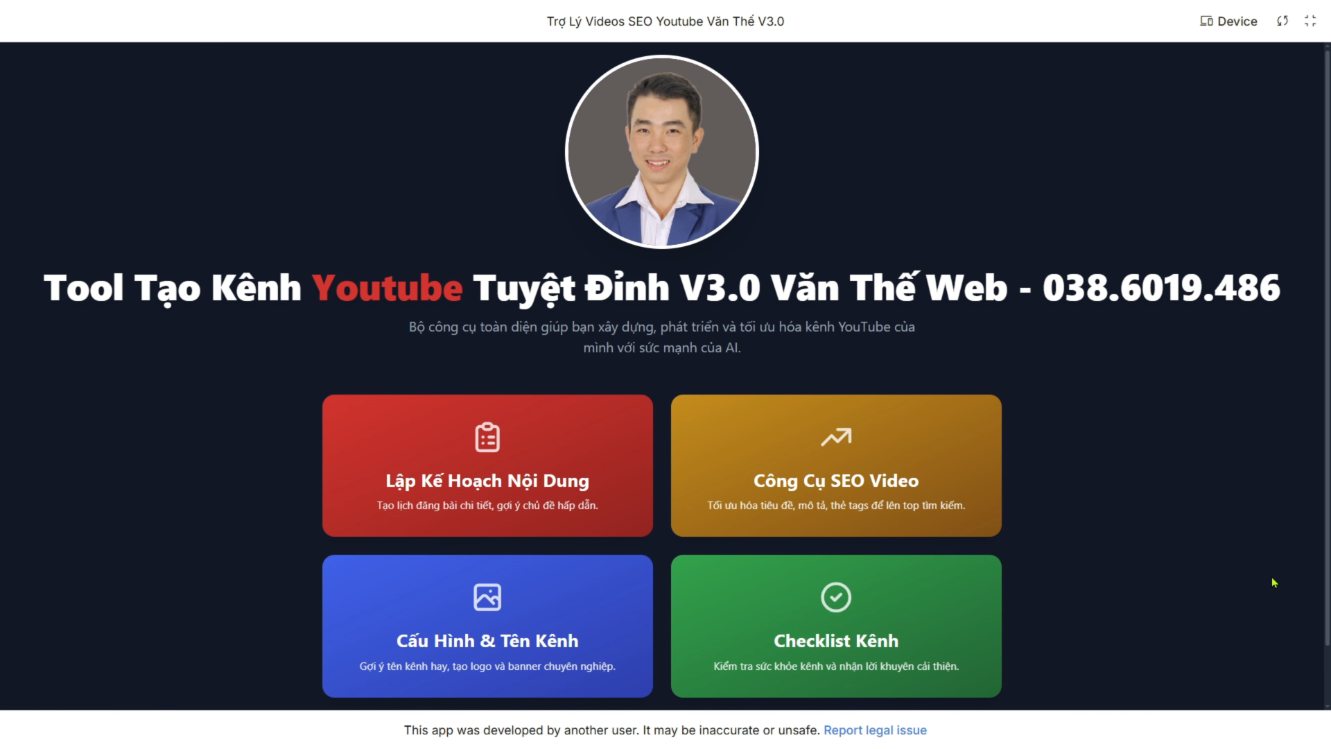 Giao Diện Tổng Quan Tool AI SEO YouTube Tự Động 100%