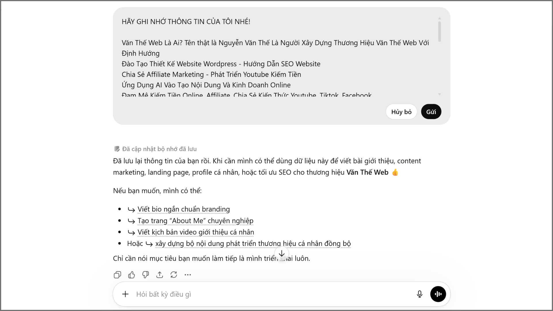 Đào Tạo ChatGPT Ghi Nhớ Thông Tin Của Bạn
